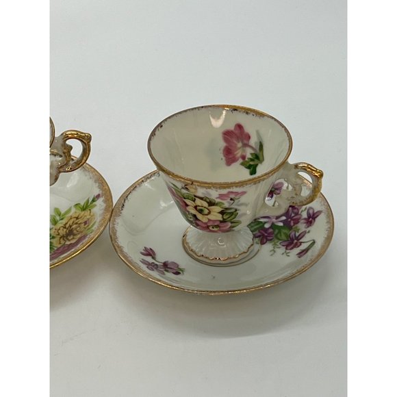 Norleans April Sweet Pea Cup and Saucer Aurora Borealis Lusterware Gold Rimmed - Picture 3 of 7